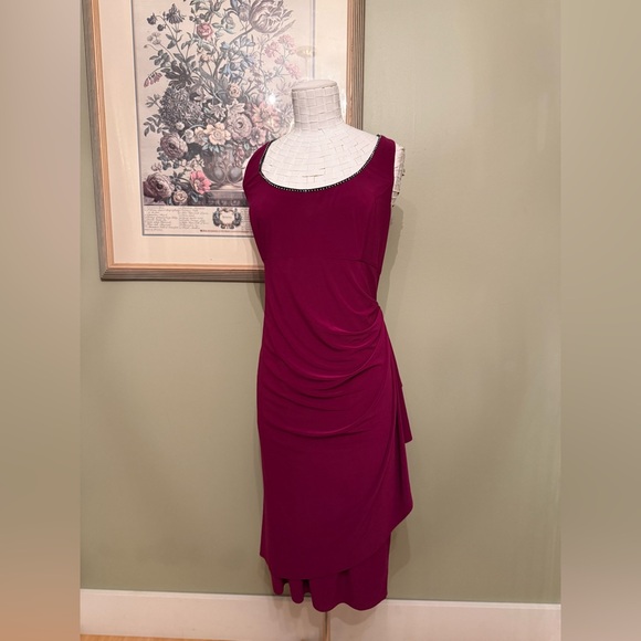 Joseph Ribkoff Dresses & Skirts - Joseph Ribkoff Magenta Draped Cocktail Dress - Beaded Neckline - Sz 16